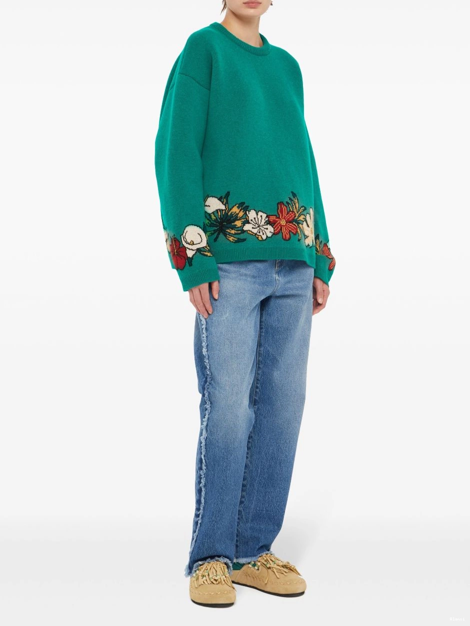 Cheap Women cashmere intarsia-knit Alanui floral jumper 0420